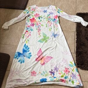 SHEIN Multicolor Floral and Butterfly Long Sleeve Dress